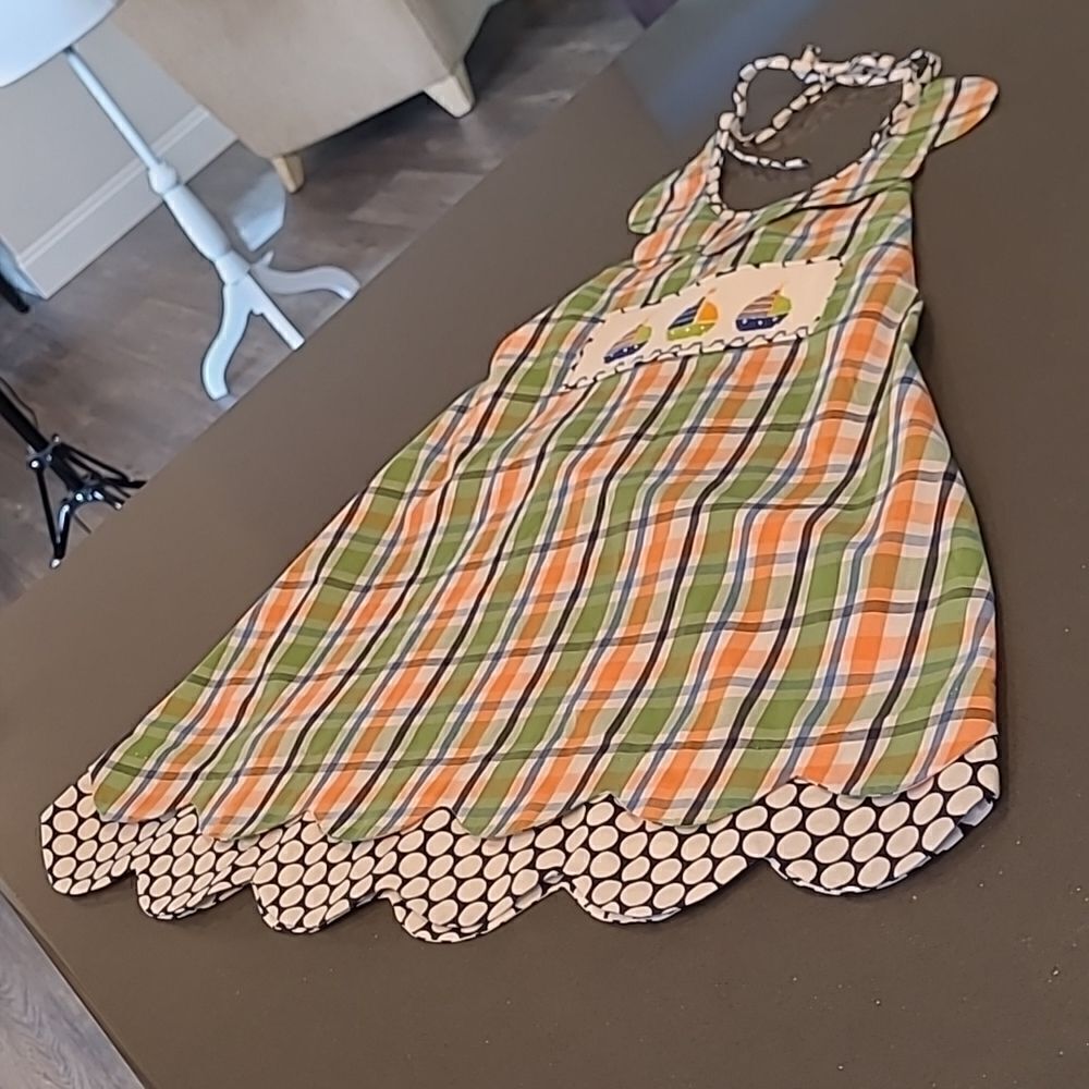 True Plaid Dress with Scallop Bottom and Boats